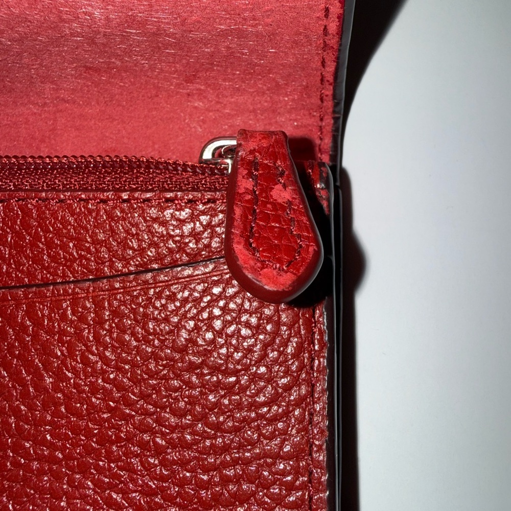 Coach Red Pebbled Leather Envelope Card Holder Keychain – Custom Patch - Picture 7 of 8